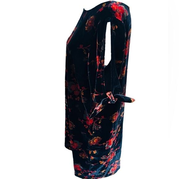 Ann Taylor LOFT Velvet floral print split sleeve shift mini dress size S. - Picture 9 of 10